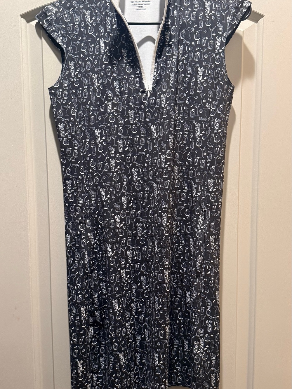 Fun Midi Dress with White Graphic Print